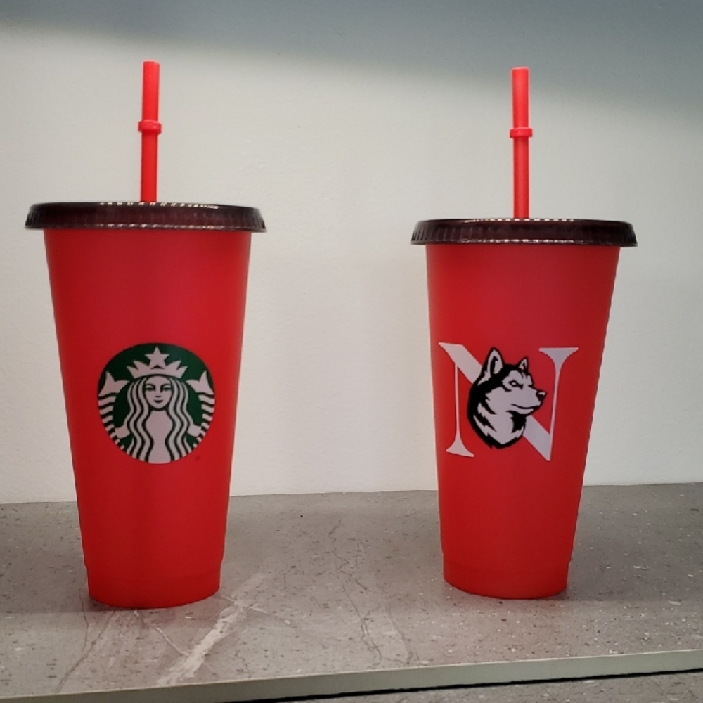 Starbucks Red Tumbler with Logo and Straw